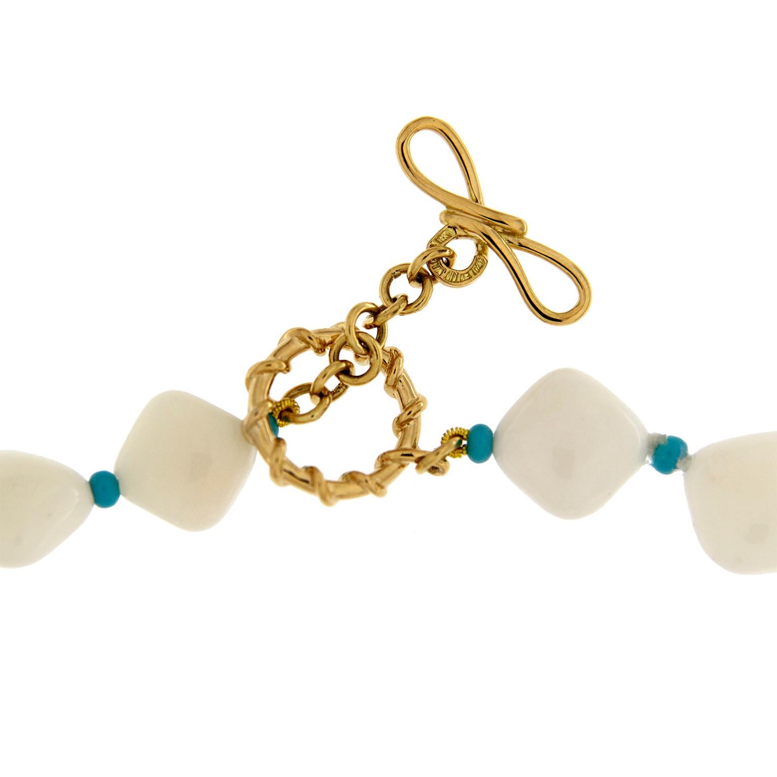Valentin Magro White Coral Chicklets and Turquoise Necklace In New Condition In New York, NY
