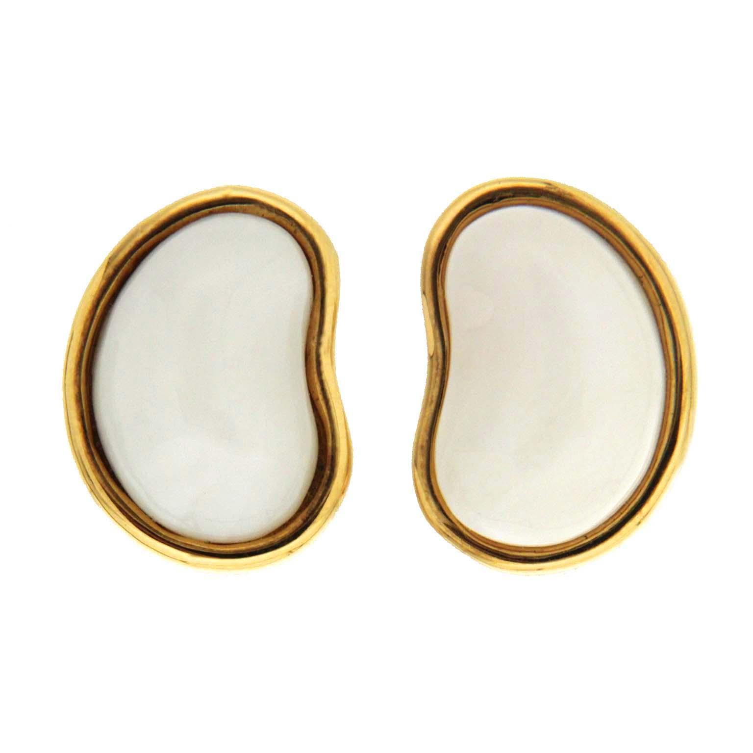 Valentin Magro White Coral Gold Bean Shaped Earrings