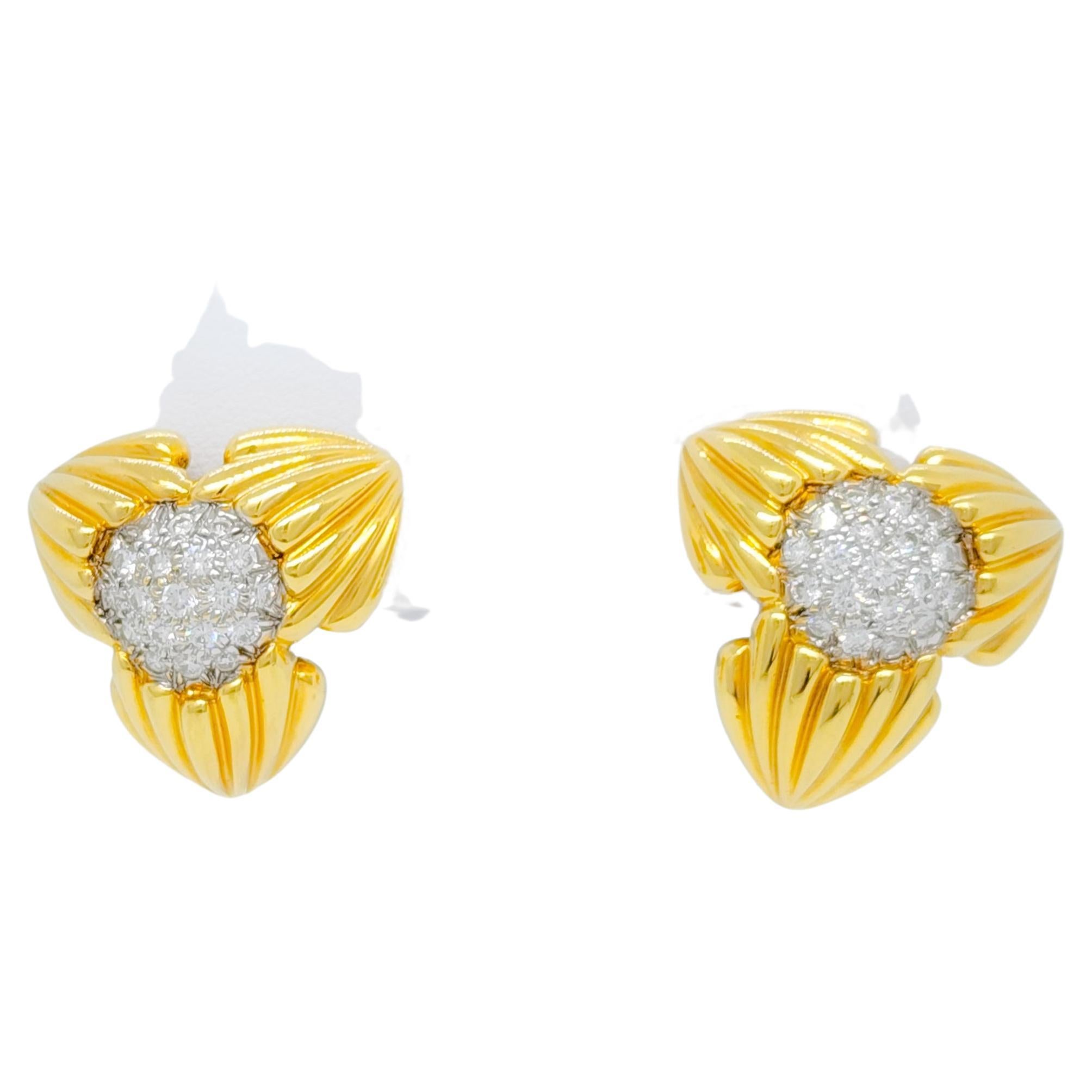 Valentin Magro White Diamond Earrings in 18k Two Tone Gold