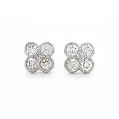 Diamond Clover 18K White Gold Earrings