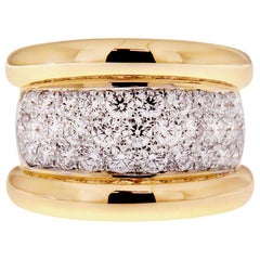 Valentin Magro Wide Pave Diamond Ring in Yellow Gold