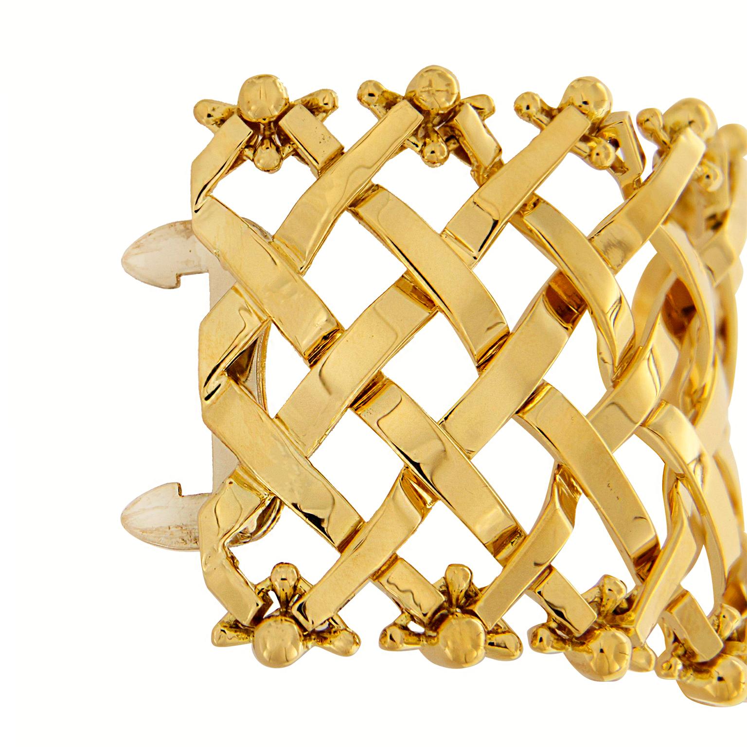 Women's Valentin Magro Woven Lattice Gold Flexible Bracelet