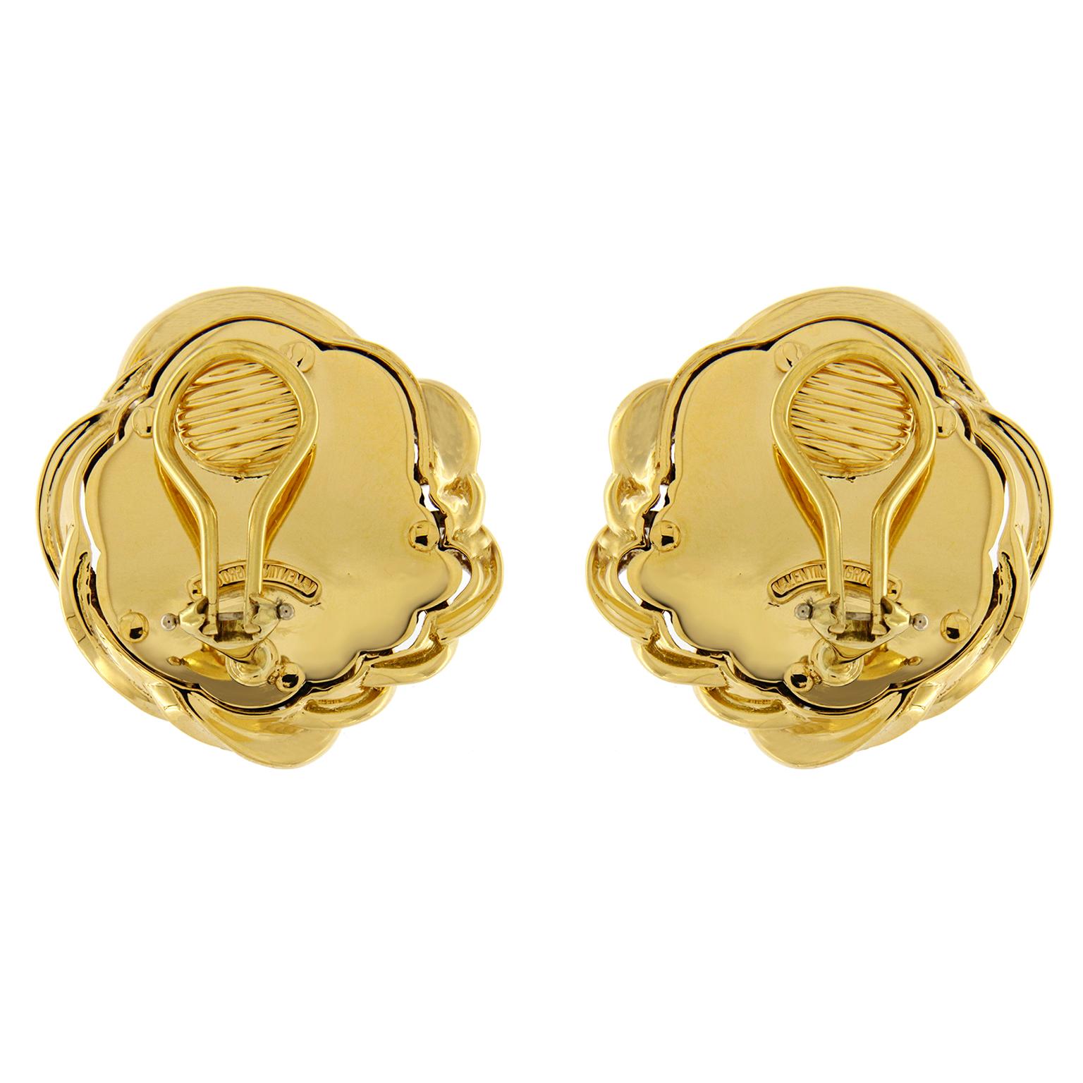 Ohrringe aus schwarzer Jade und Goldwirbel 18K Gelbgold (Moderne) im Angebot