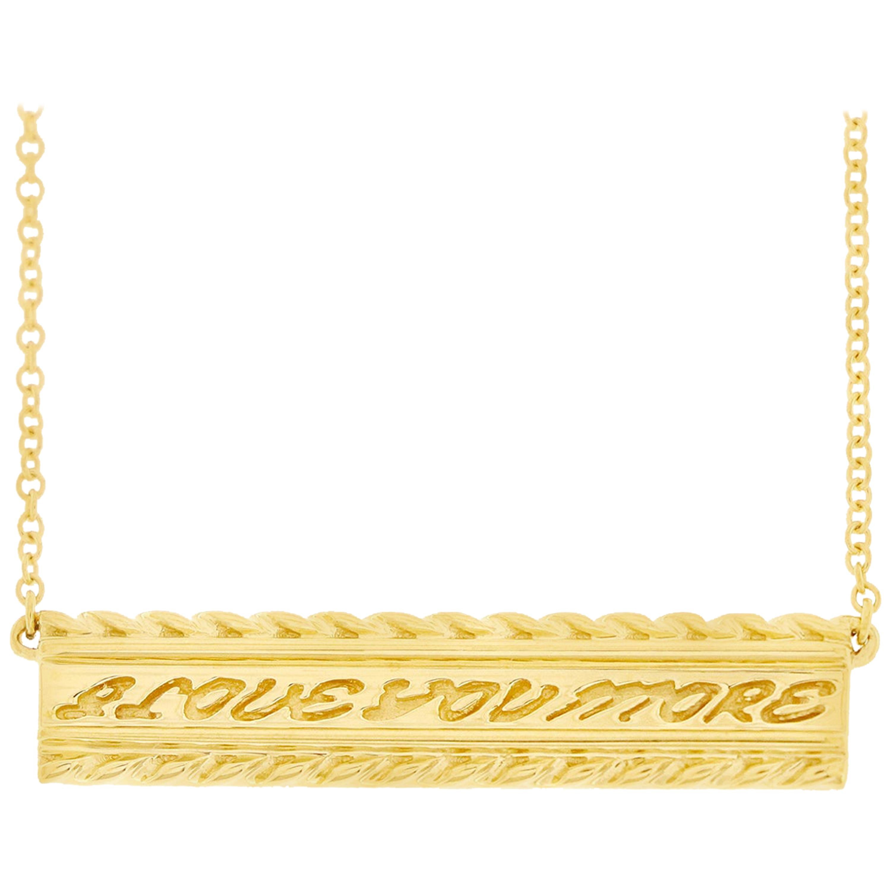 Valentin Magro Yellow Gold I Love You More Bar Pendant