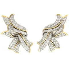 Valentin Magro Yellow Gold Platinum Diamond Flame Earrings
