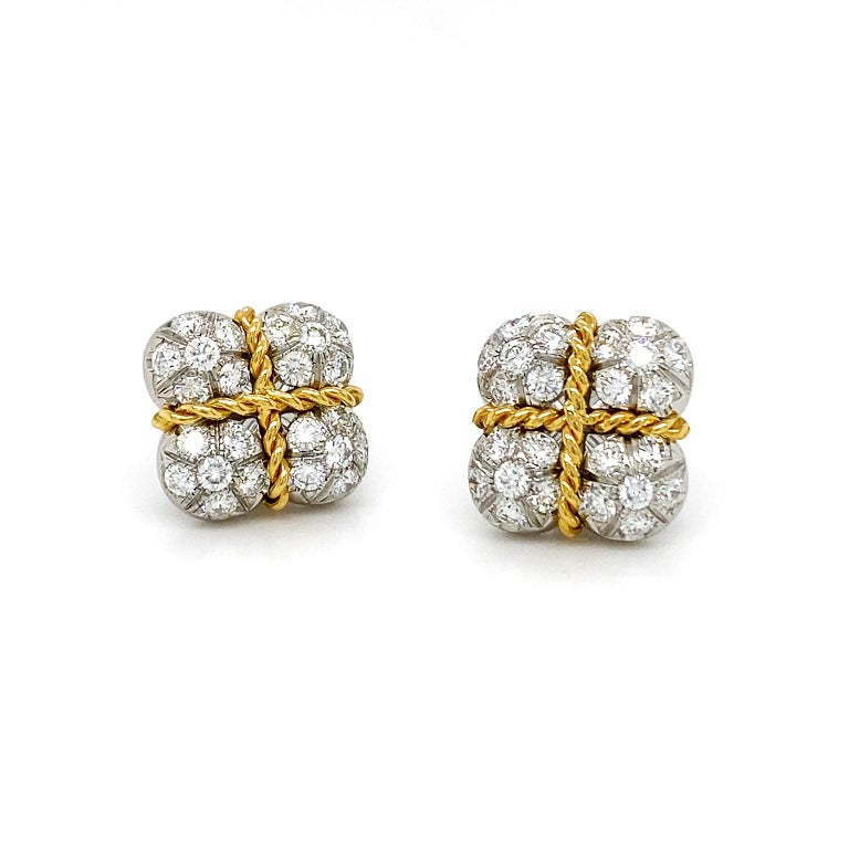 Gift Box Diamond Earrings at 1stDibs