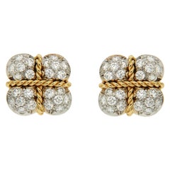 Valentin Magro Yellow Gold Platinum Diamond Gift Box Earrings
