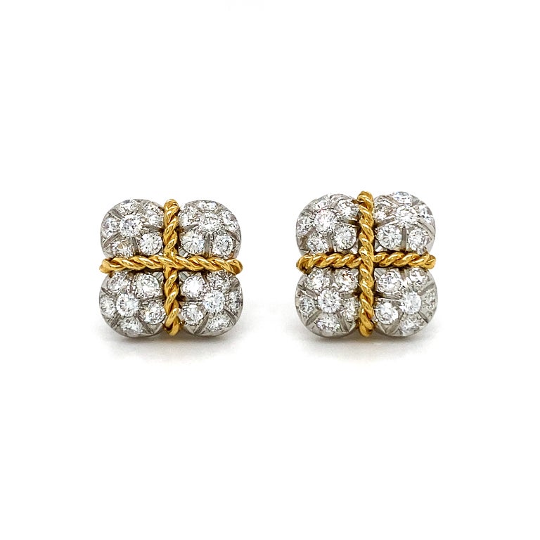 Gift Box Diamond Earrings at 1stDibs