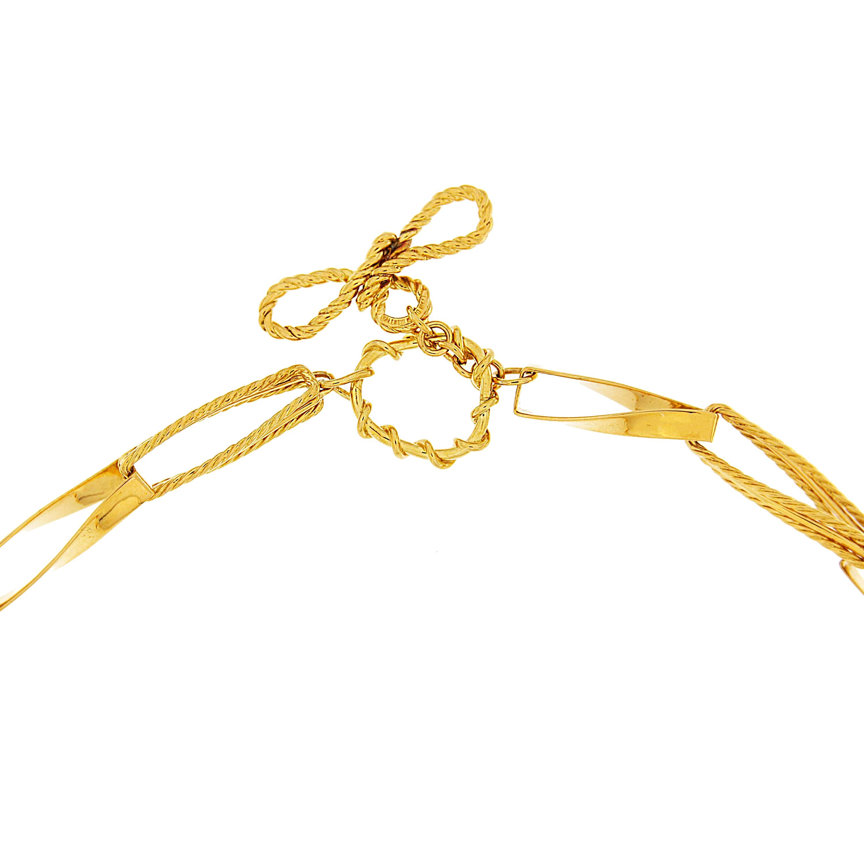 18K Yellow Gold Ribbon Link Necklace In New Condition For Sale In New York, NY