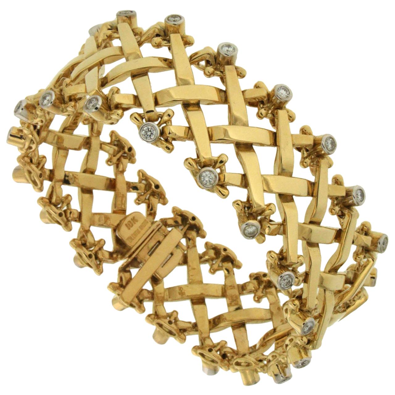 Valentin Magro Yellow Gold Woven Bracelet with Diamonds