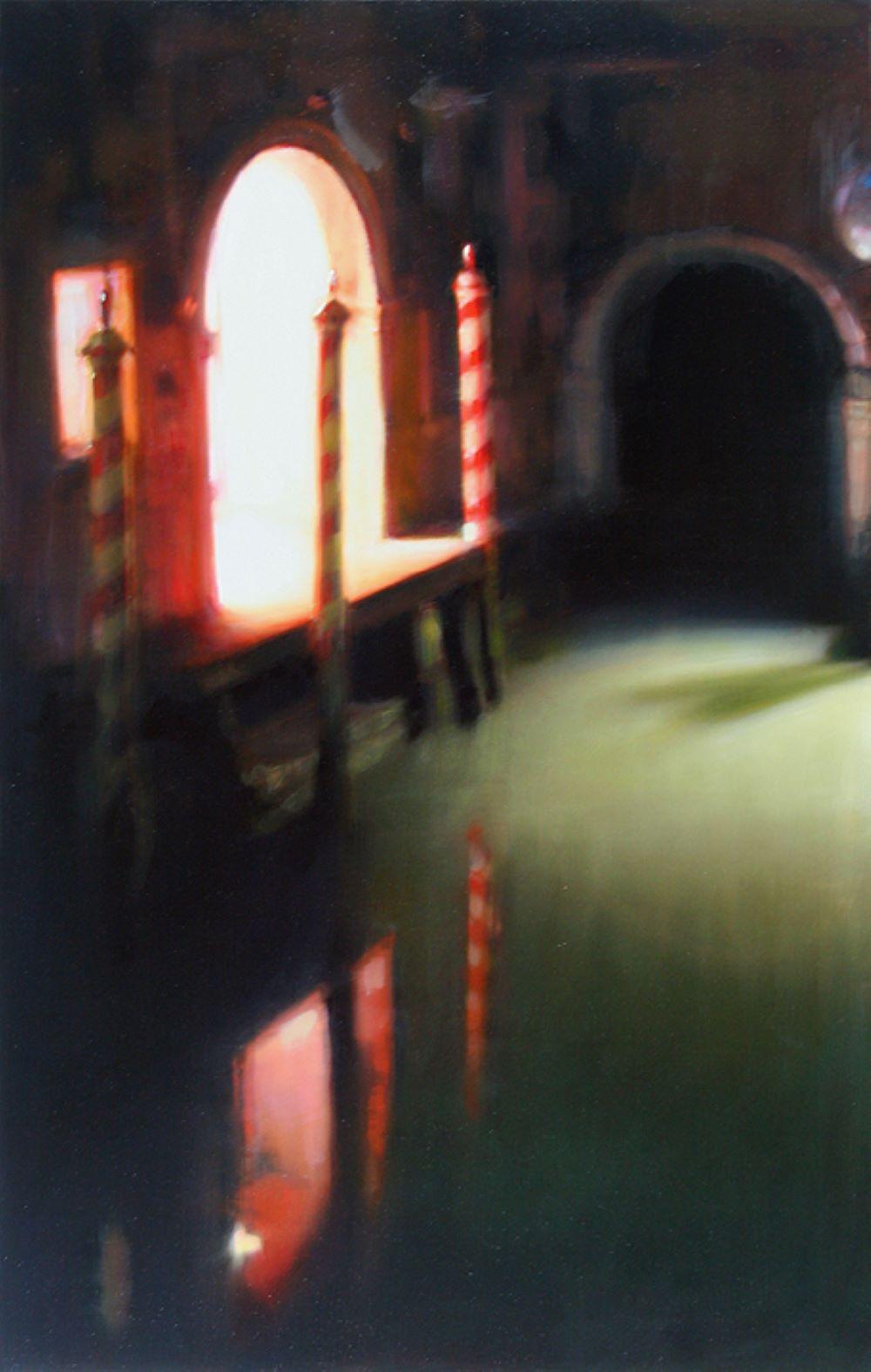 Valentin Popov Landscape Painting - "Venice at Night" Oil Painting