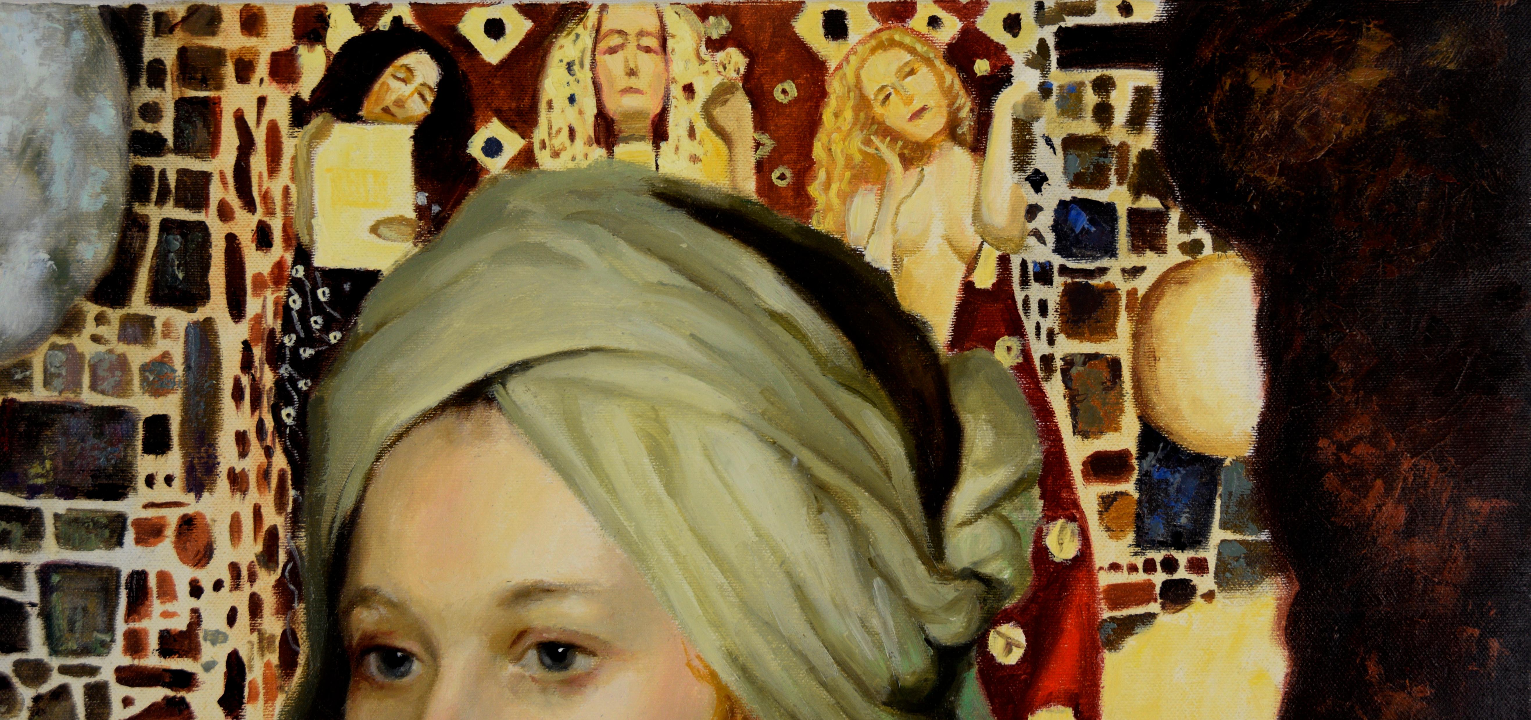 Porträt einer Frau nach Gustav Klimt  im Angebot 2