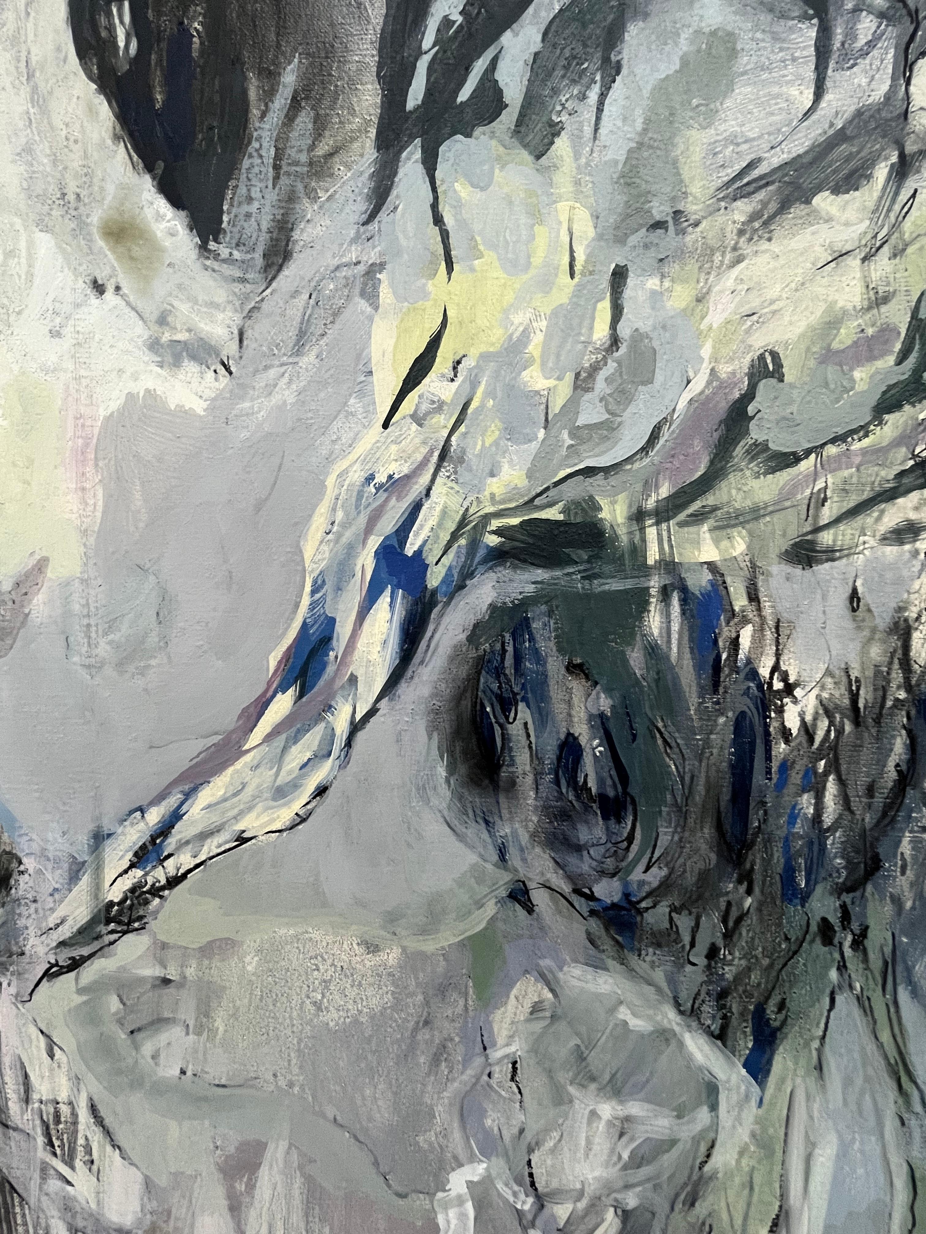 Sin título - Gray Abstract Painting by Valentina Attolini