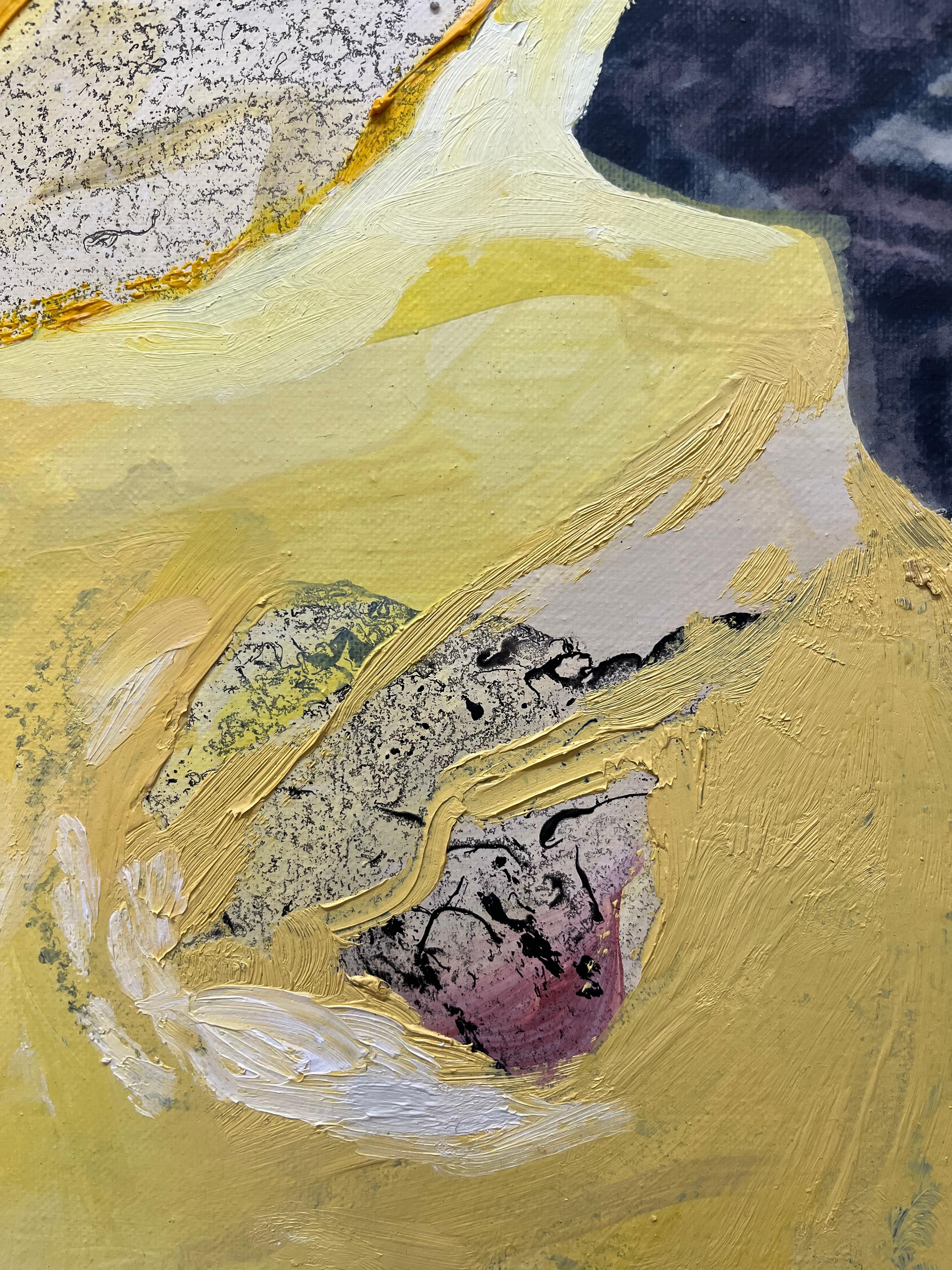 Sin Título - Beige Abstract Painting by Valentina Attolini