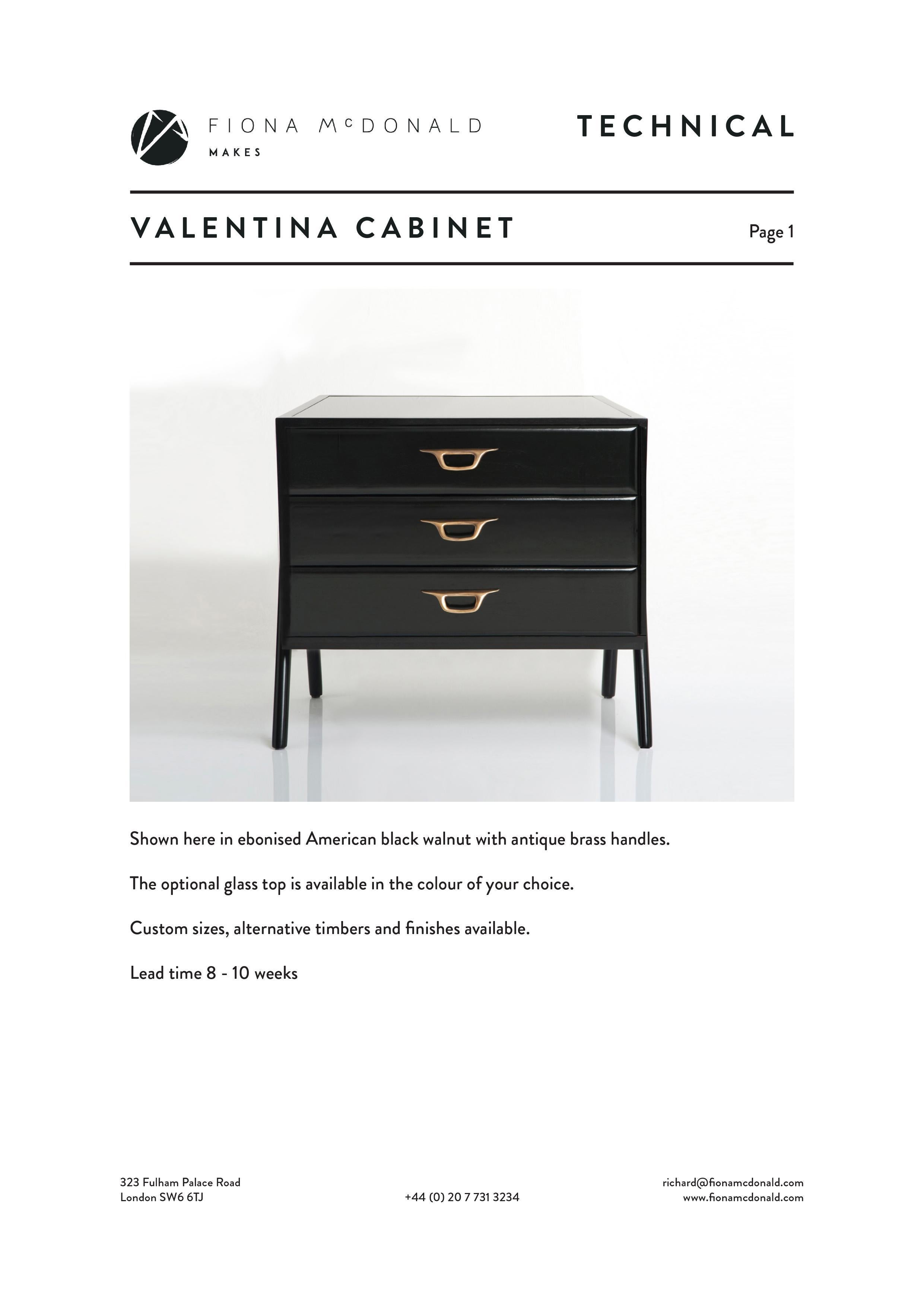 Valentina Commode - Bespoke - Ebonised Walnut with Antique Brass Handles  For Sale 1