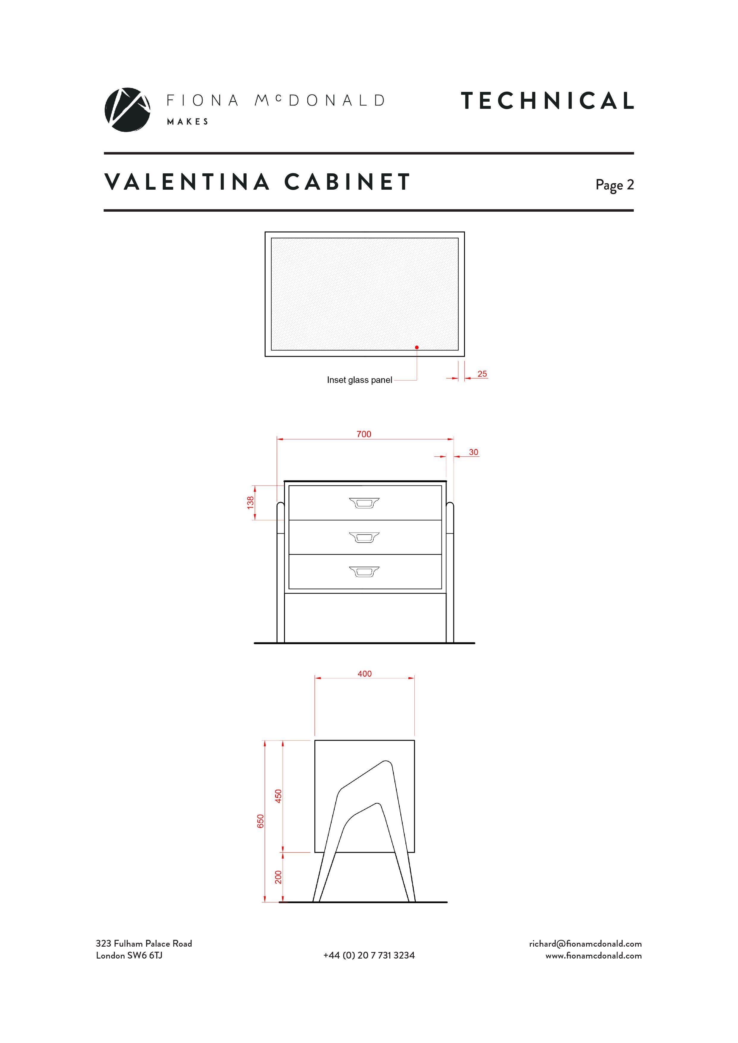 Valentina Commode - Bespoke - Ebonised Walnut with Antique Brass Handles  For Sale 2