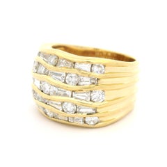 Valentina Callegher 18k Yellow Gold 2.68ctw Diamond Wide Grooved Band Ring