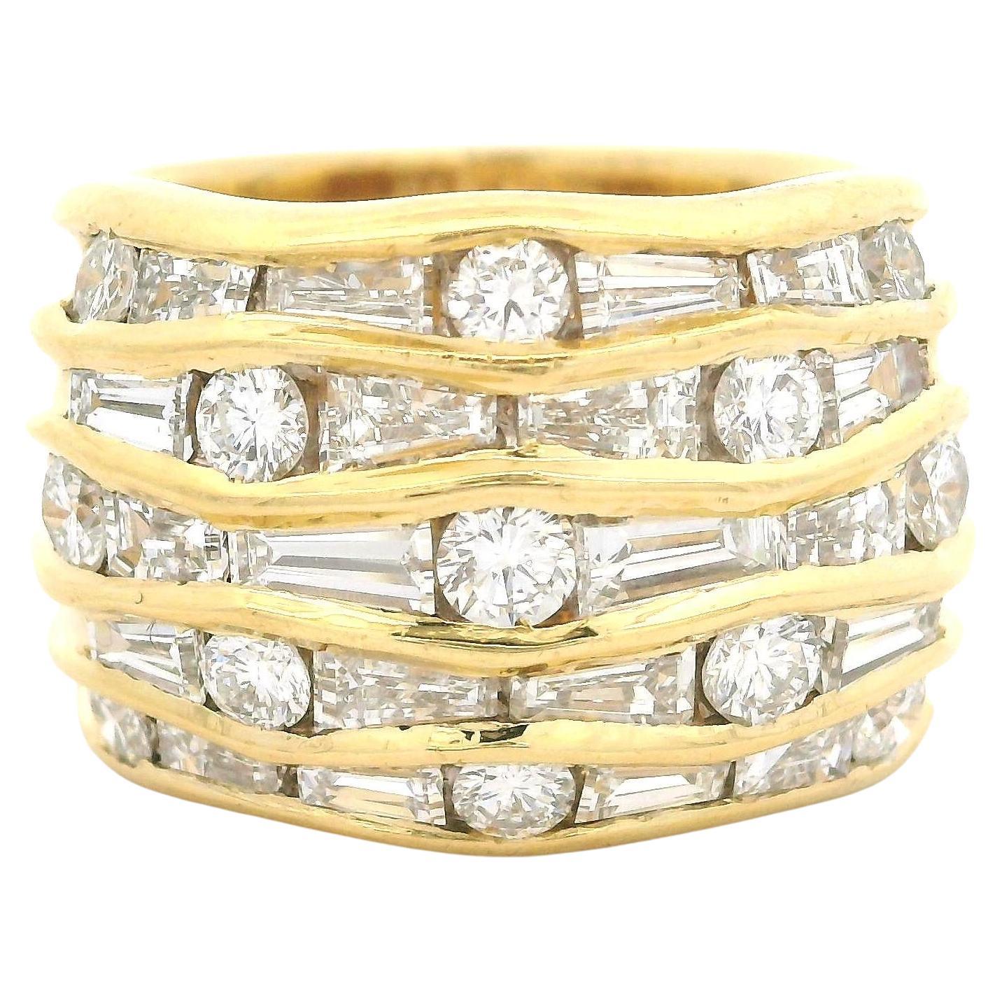 Valentina Callegher 18k Yellow Gold 2.68ctw Diamond Wide Grooved Band Ring