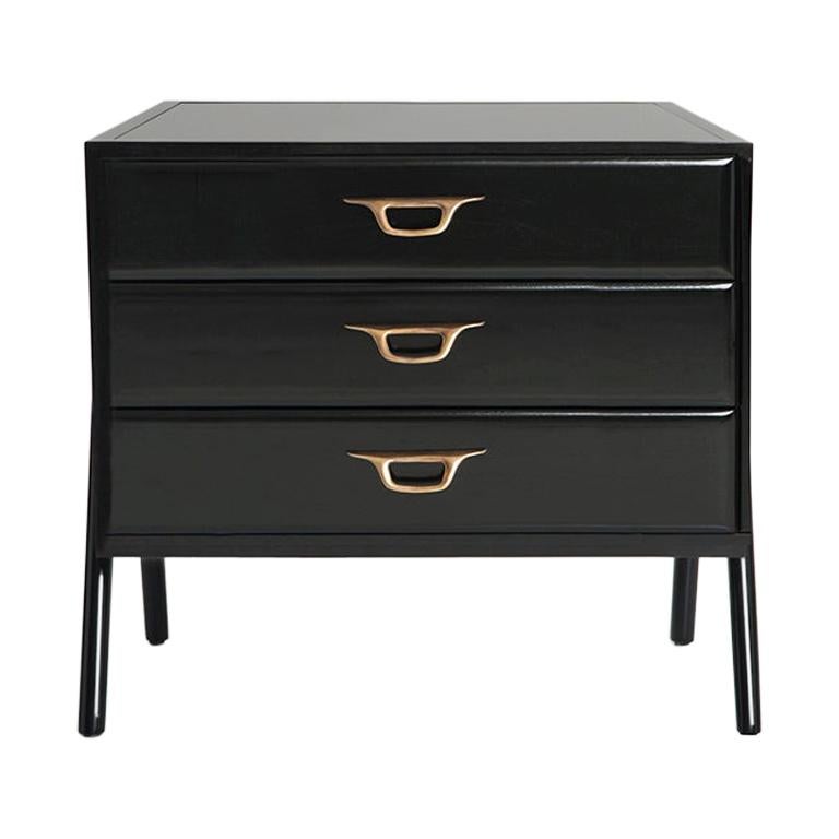 Valentina Commode - Bespoke - Ebonised Walnut with Antique Brass Handles  For Sale