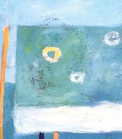 "Cerulean and White Spotted Horse", bold, expressive shapes in blues and white