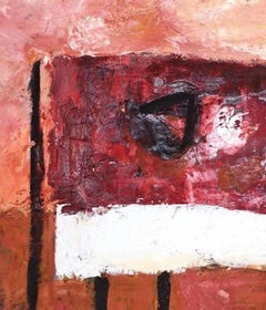 "Spotted Horse in Claret Field",  bold shapes and expressive lines in reds