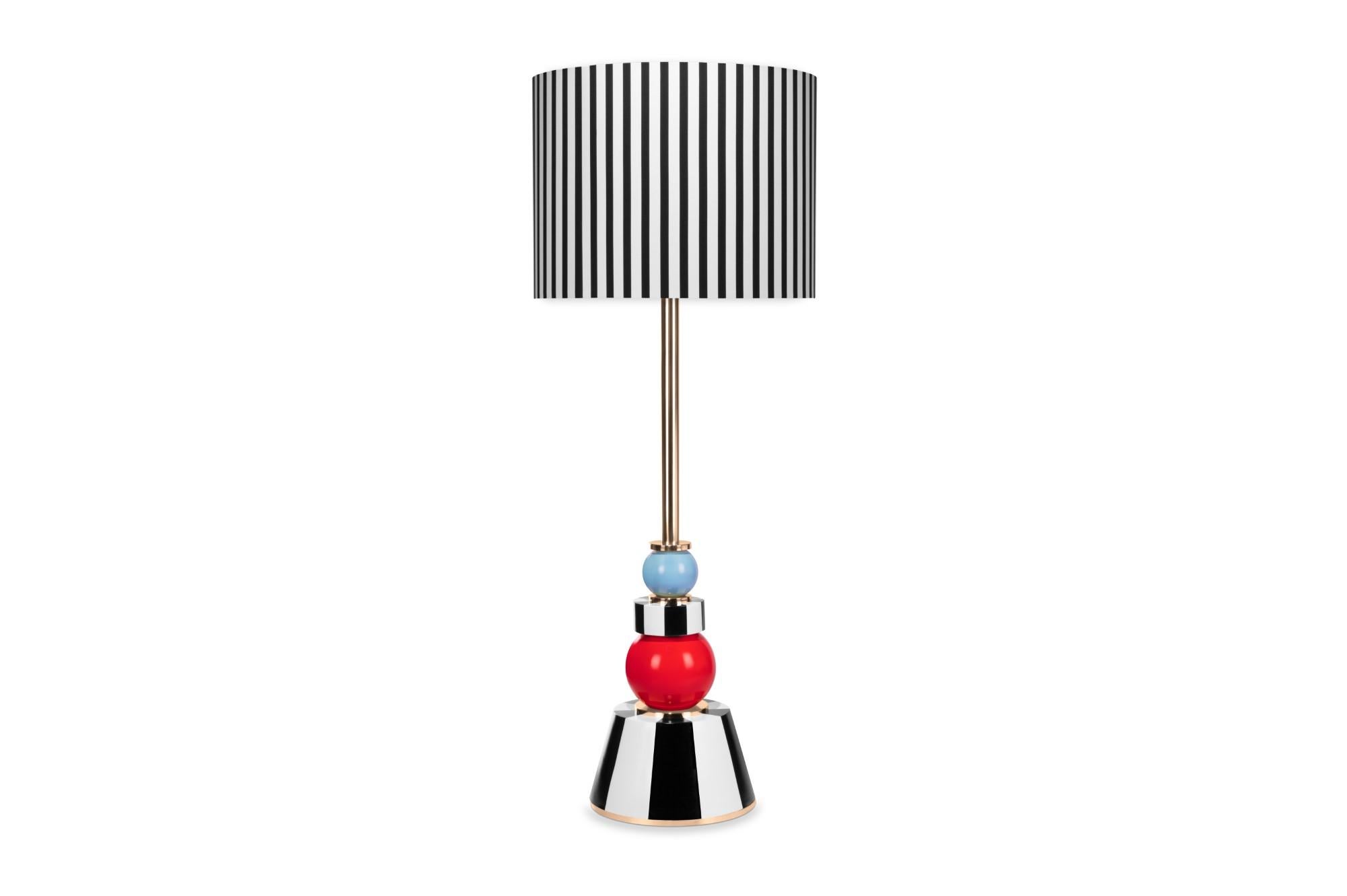 Valentina floor lamp, Royal Stranger
Dimensions:
Width 75cm, height 207cm, depth 75cm

Inspired by the femininity and using bold and vibrant color schemes, this collection is meant to be positive and happy, celebrating the inner beauty, elegance and