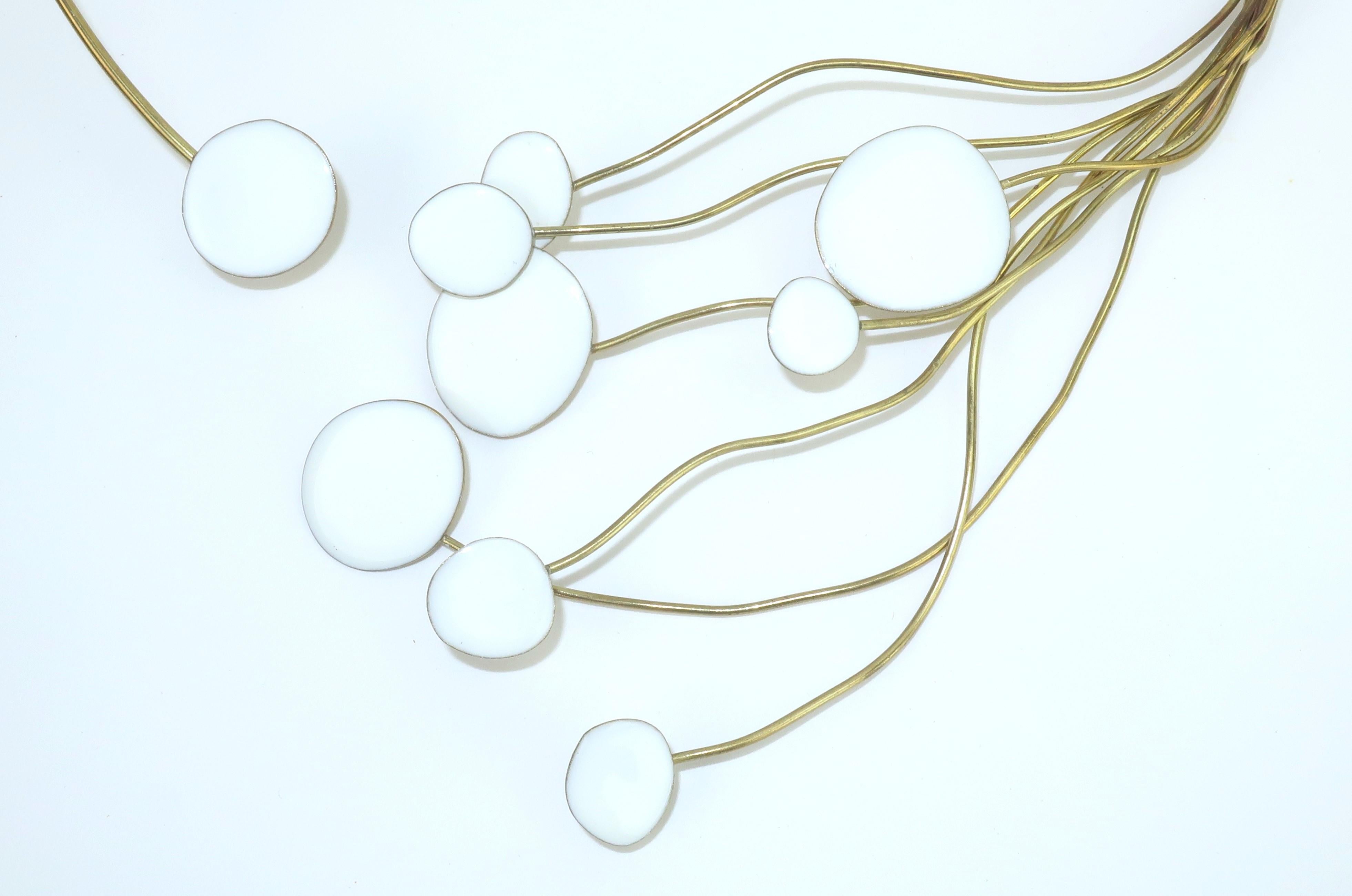 Valentina Lagana Vergoldet & Weiß Emaille Italienisch Modernist Halsband Halskette im Zustand „Gut“ im Angebot in Atlanta, GA