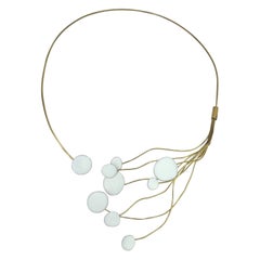 Valentina Lagana Vergoldet & Weiß Emaille Italienisch Modernist Halsband Halskette