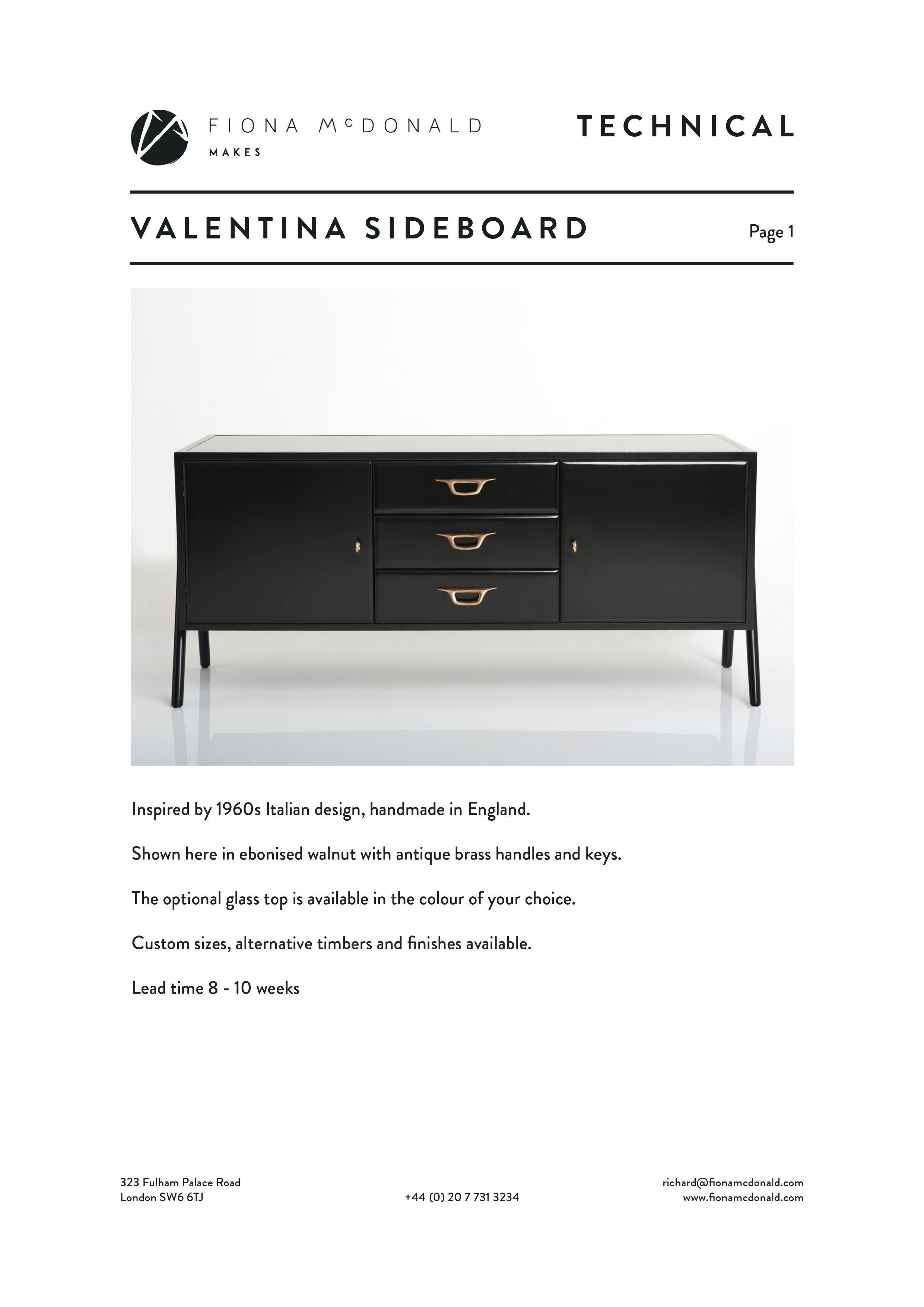Valentina Cabinet - Bespoke - Ebonised Walnut, Antique Brass Handles and Keys For Sale 4