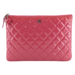 Valentine Hearts O Case Clutch Quilted Patent Medium