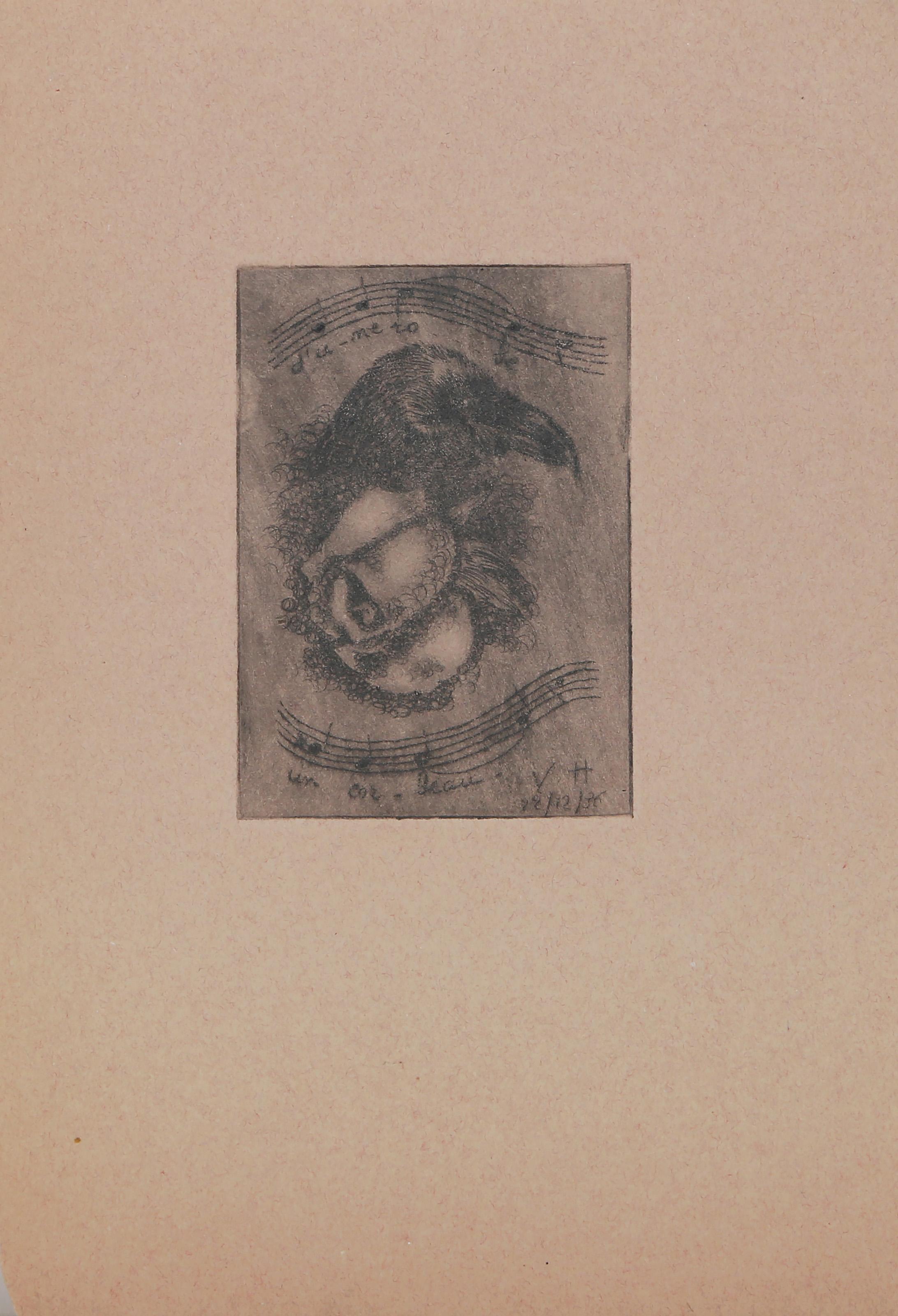 D'u Me To Un Crobeau, Modern Etching by Valentine Hugo For Sale 3