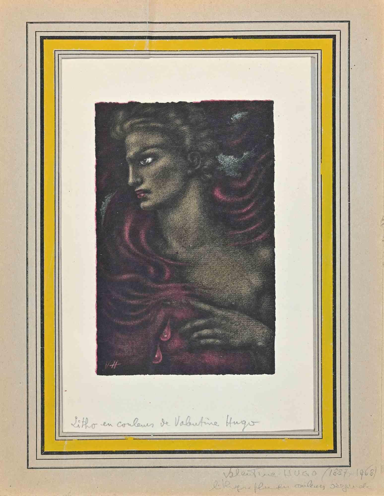 Venganza es una litografía original realizada a mediados del siglo XX por Valentine Hugo (1887-1968).

En buen estado. 

La obra de arte está representada hábilmente mediante trazos seguros y cortos con sombreados bien definidos.  