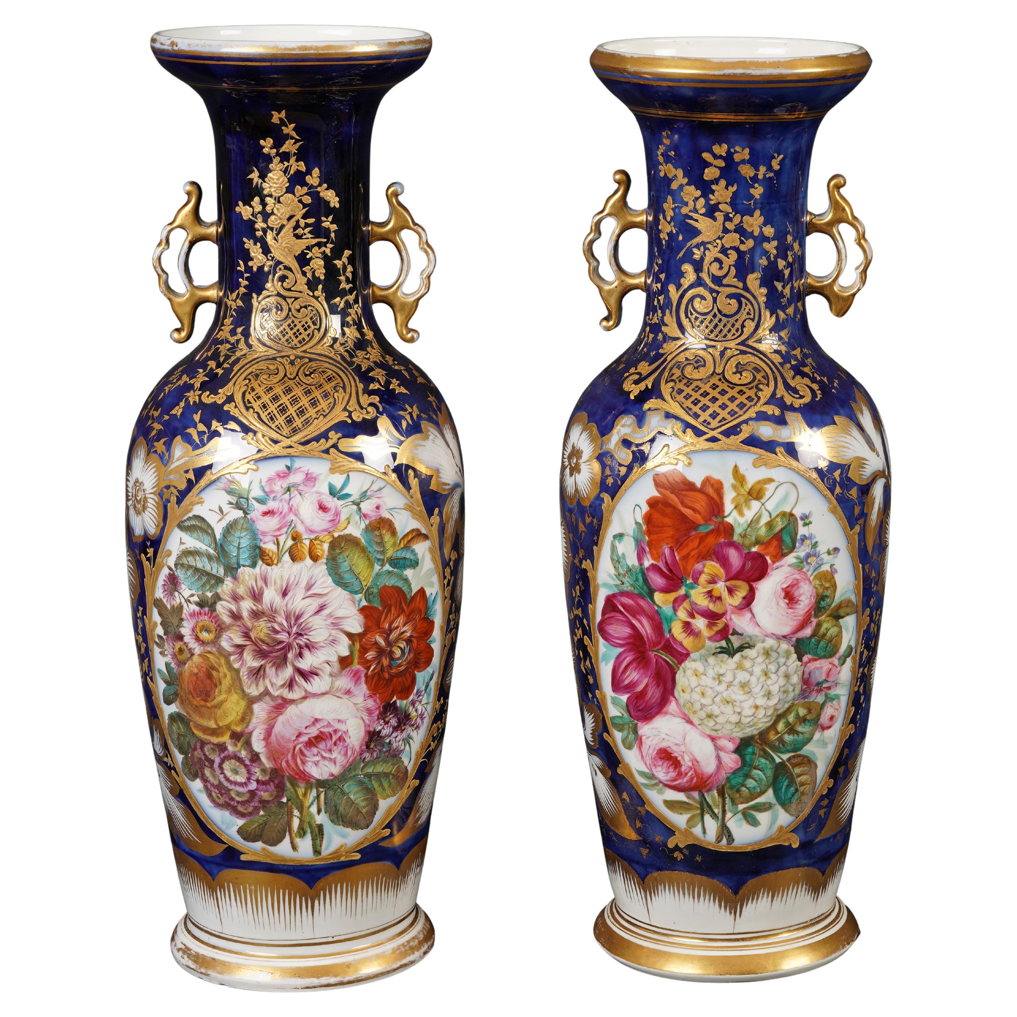 Fabricación Valentin, Elegante par de jarrones, Francia, hacia 1860