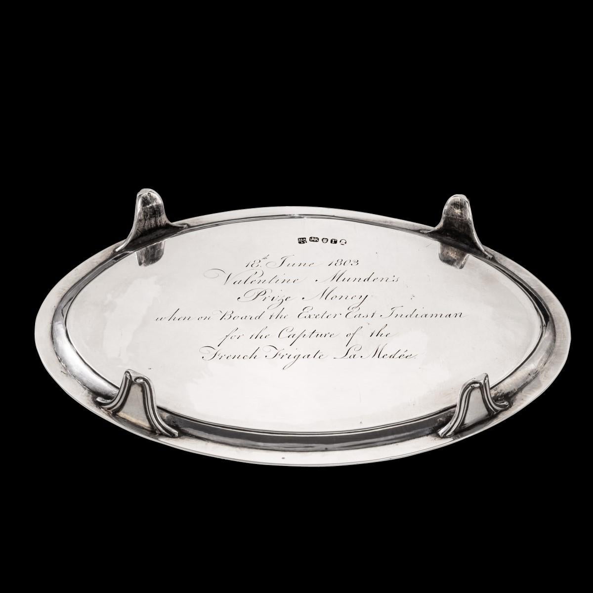 Valentine Munden’s Prize Money Silver Salver, London, 1792 In Good Condition For Sale In Lymington, Hampshire