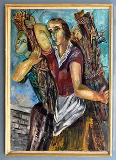 Gatherers of Dry Wood -  Oil Painting Cubism - French