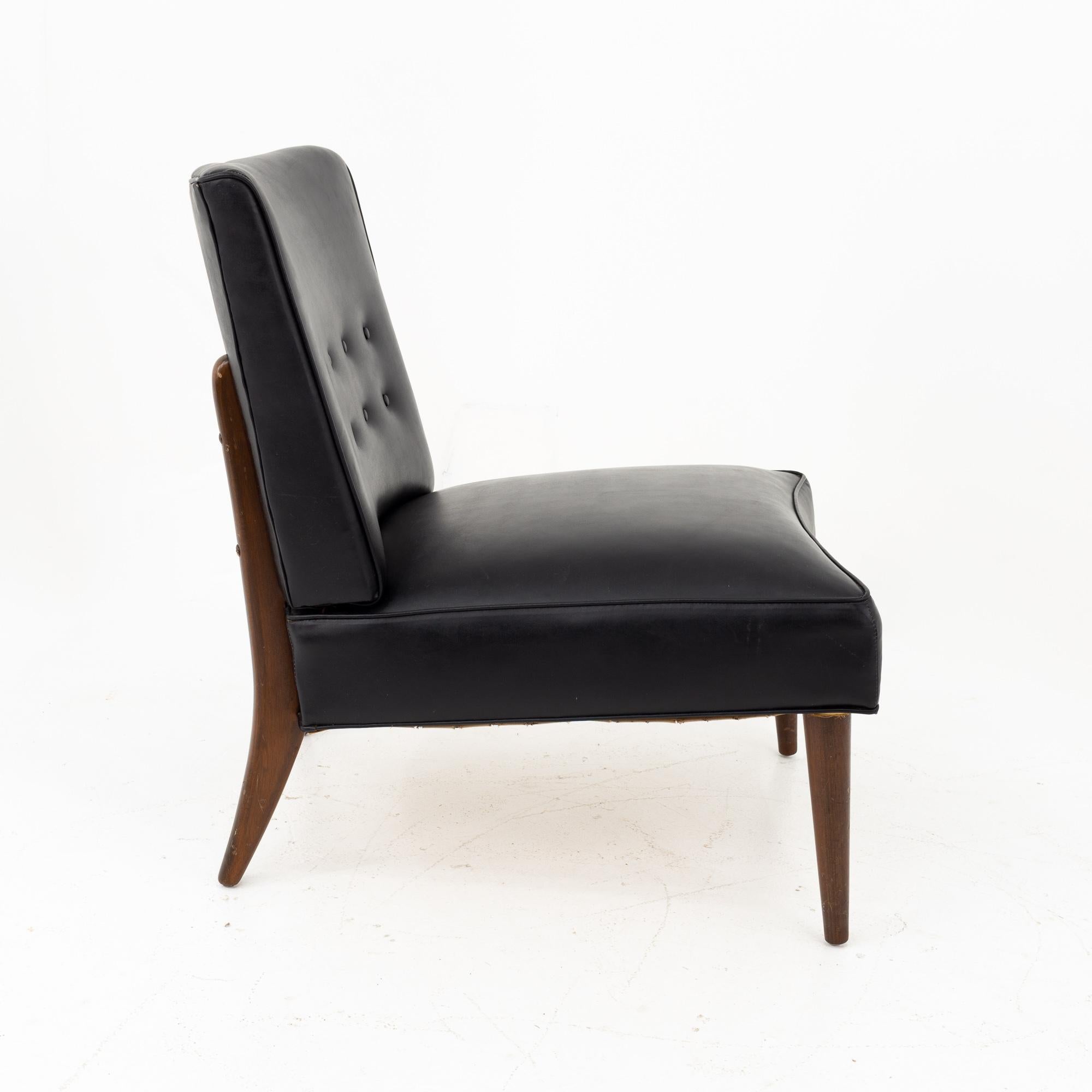 Mid-Century Modern Valentine Seaver for Kroehler Mid Century Black Vinyl Slipper Lounge Chair For Sale