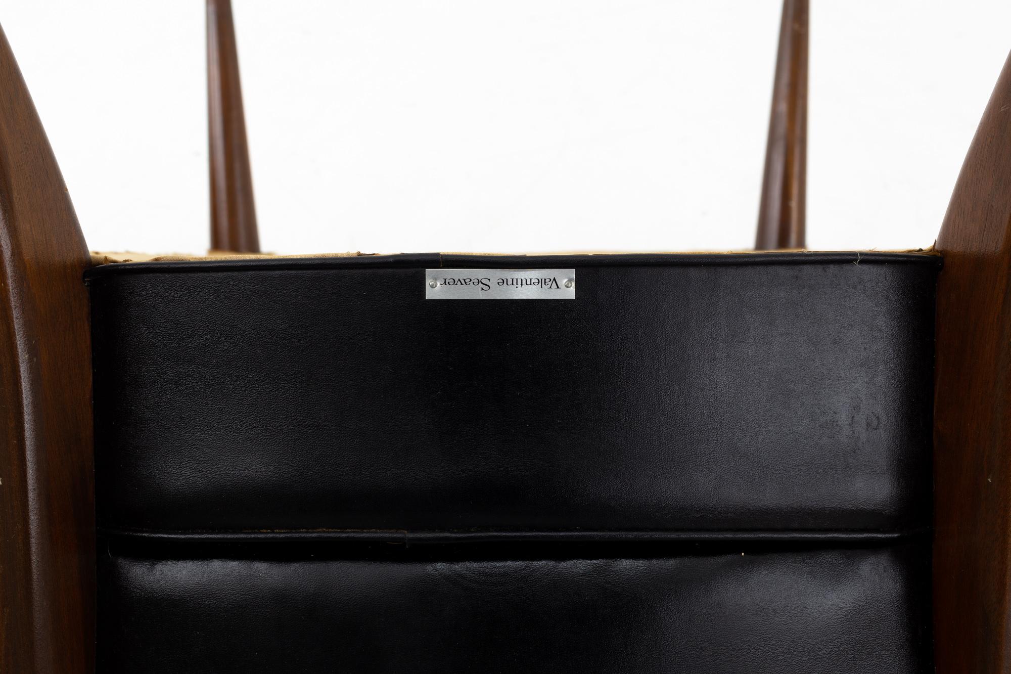 Upholstery Valentine Seaver for Kroehler Mid Century Black Vinyl Slipper Lounge Chair For Sale