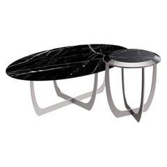 ensemble de tables basses en marquinia noir "Valentine" par William Mulas