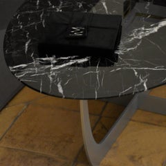 "Valentine" oval black marquinia coffee table by William Mulas