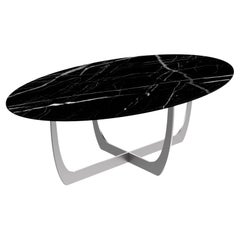 "Valentine" oval black marquinia coffee table by William Mulas