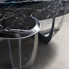 "Valentine" round black marquinia coffee table by William Mulas