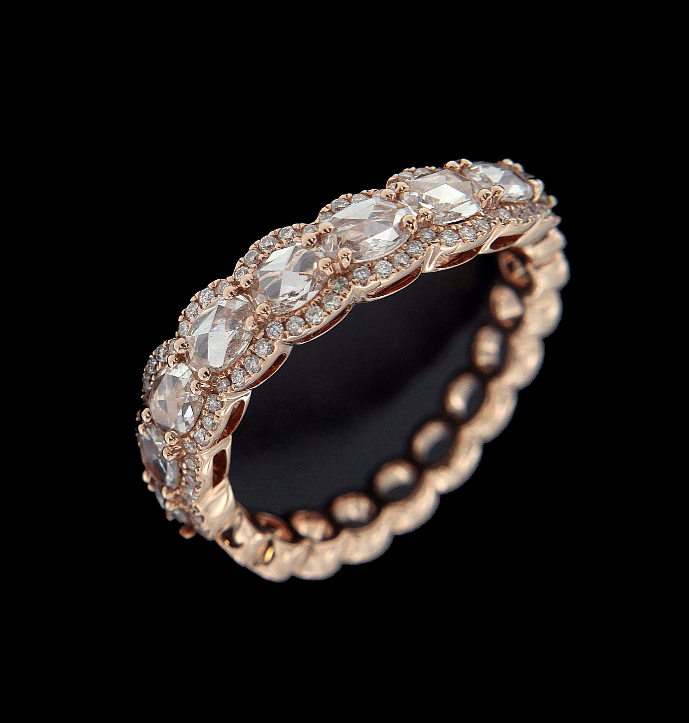 Oval Cut Valentine's Day 18 Karat Pink Gold and Diamond Ring For Sale