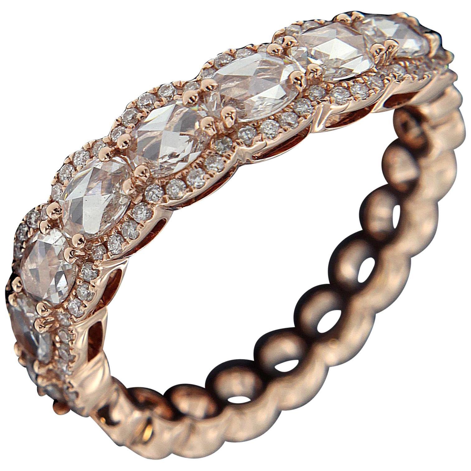 Valentine's Day 18 Karat Pink Gold and Diamond Ring For Sale