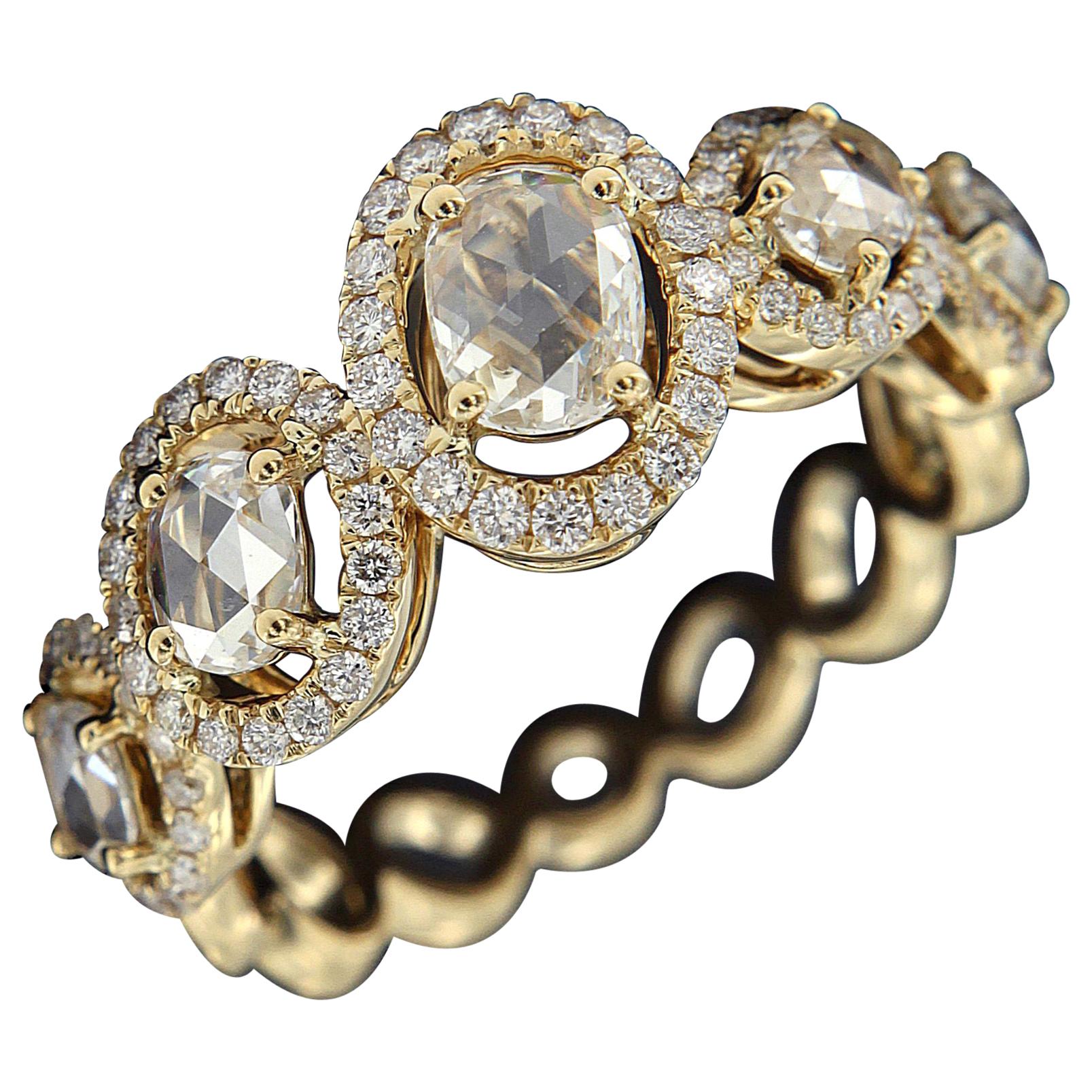 Black Diamond & 18k Gold Pyramid Ring