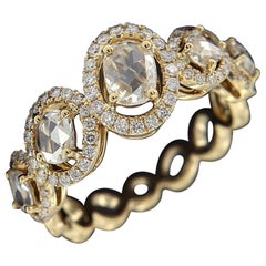 Valentine's Day Elegant 18 Karat Yellow Gold and Brown Rose Cut Diamond Ring
