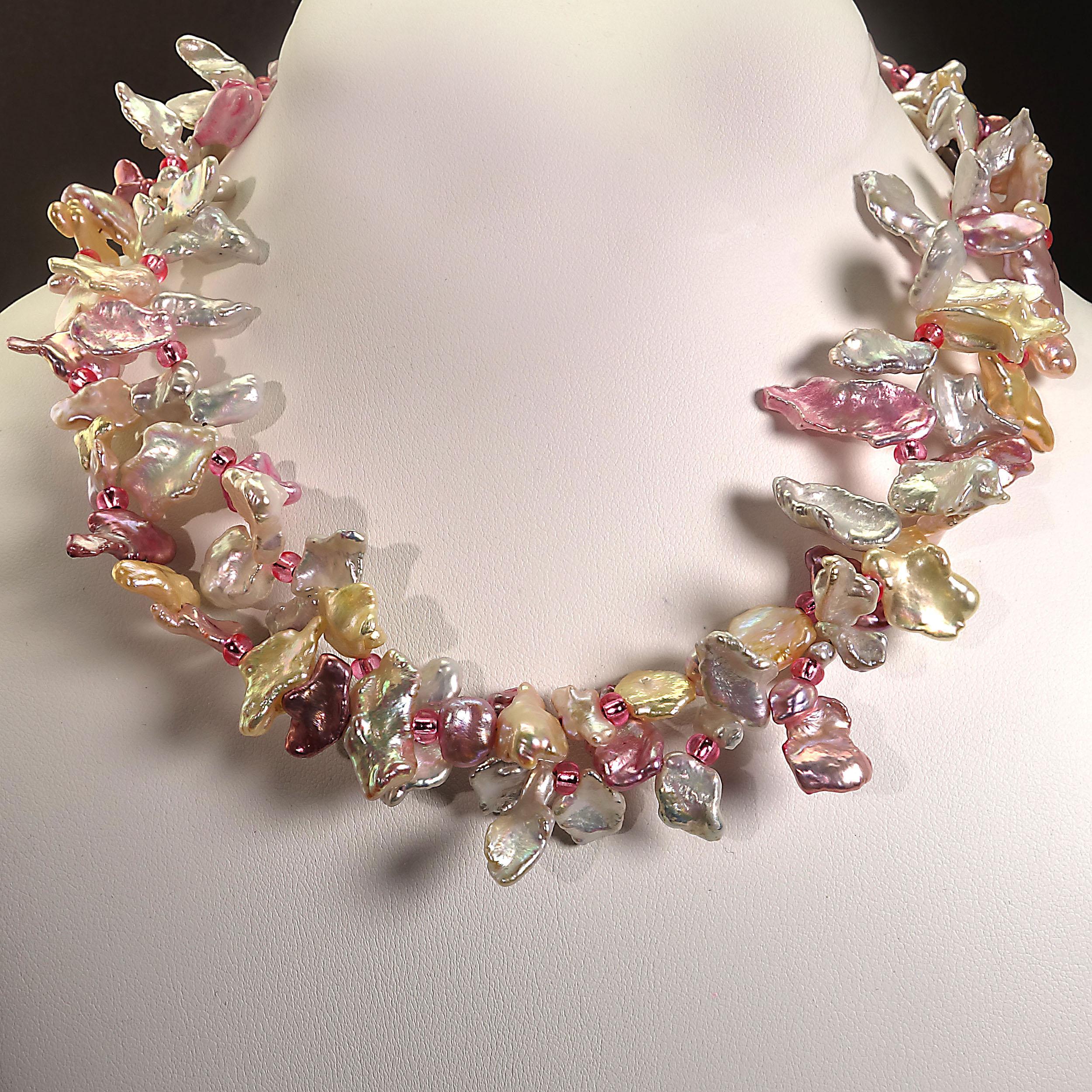 AJD Freshwater Pink and White Pearl Choker Necklace  June Birthstone 2