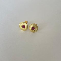 Valentine’s Disc Earrings with 18k gold Ruby stone.