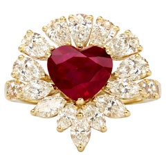 Valentine's GIA Certified 4.40 Carat Heart-Shaped Ruby and Diamond Ring