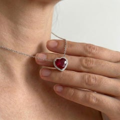 Valentine's GRS Certified Heart VIVID RED NO HEAT Ruby Diamond Necklace