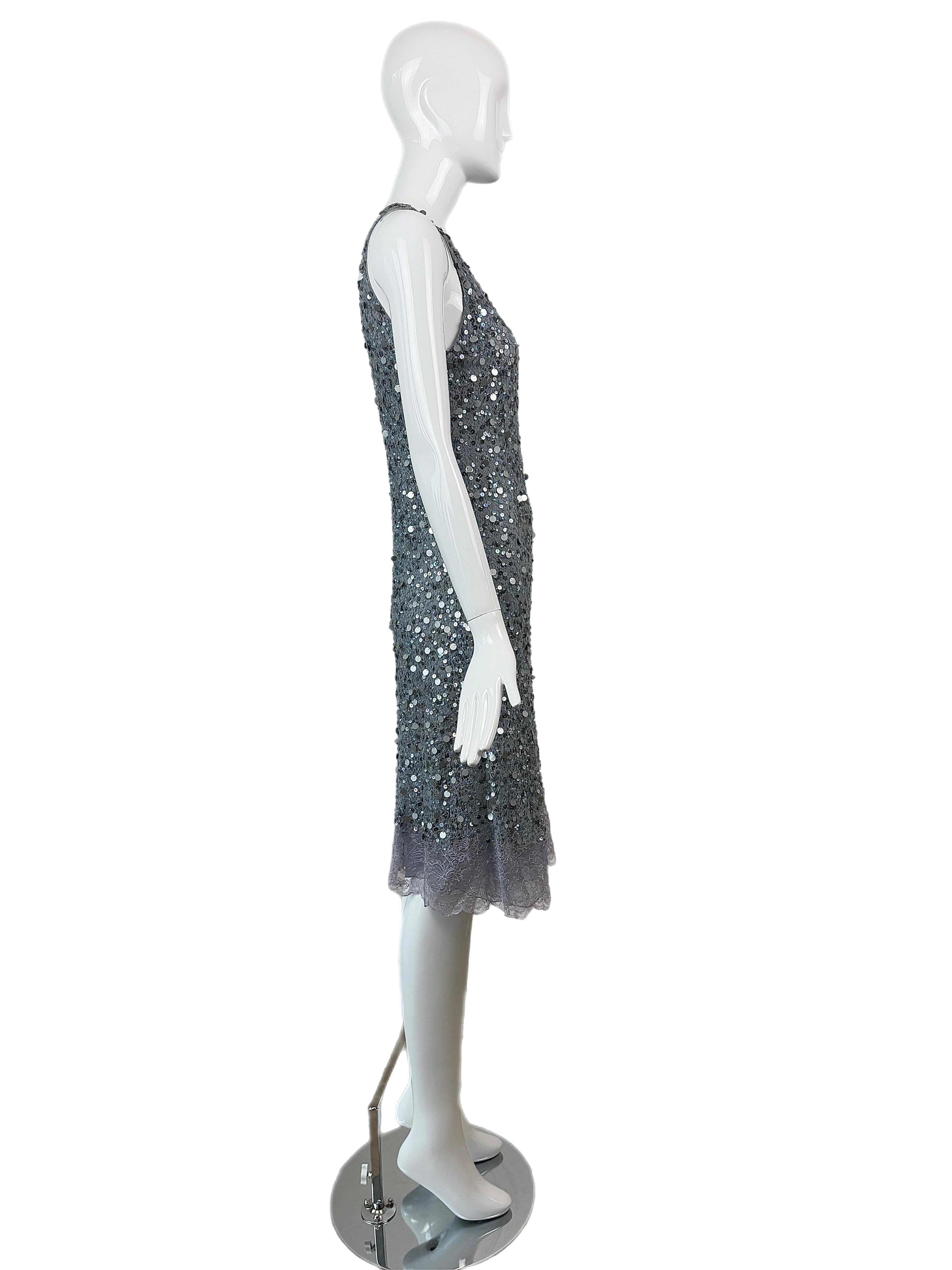Women's VALENTINO 00's Vintage Dusty Powder Blue Embellished Dress For Sale